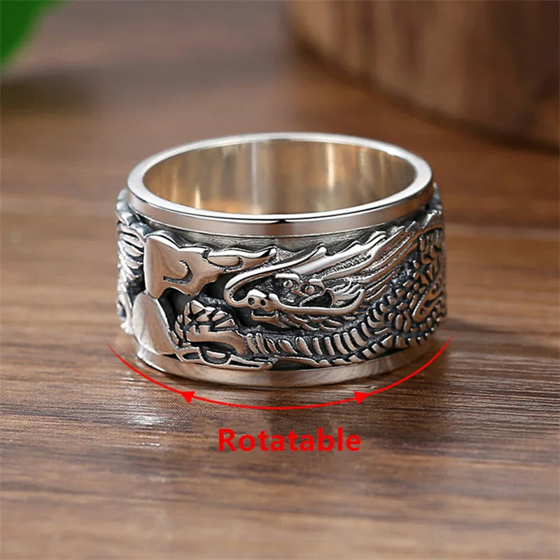 Vintage Lucky Dragon Clouds Ring for Men